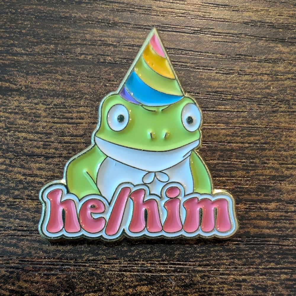 He/Him pronoun Enamel Pin